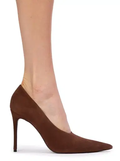 Black Suede Studio Women's Jona 100MM Suede Pumps - Brownie Suede - Size 11 | Thumbnail 6