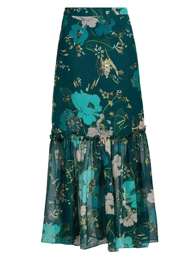 Figue Women's Jordan Floral Maxi Skirt - Blooming Floral Peacock Blue