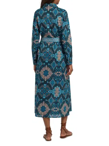 Figue Women's Bassa Medallion Cotton Midi-Shirtdress - Medallion Bands Peacock Blue | Thumbnail 5