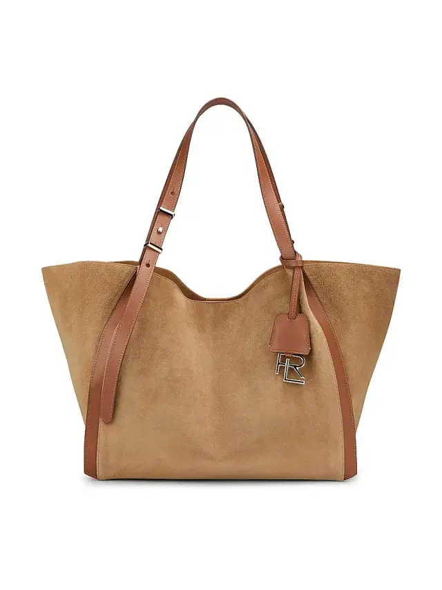 Ralph Lauren Collection Women's Logo Suede Tote Bag - Dark Brown Rl Gold