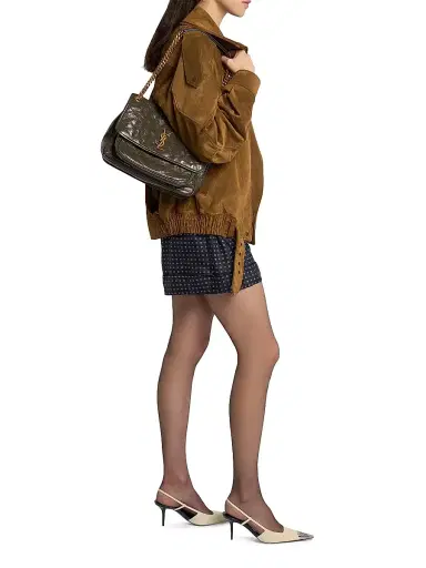 Saint Laurent Women's Niki Medium Shoulder Bag in Vintage Leather - Light Musk | Thumbnail 2 Saint Laurent Women's Niki Medium Shoulder Bag in Vintage Leather - Light Musk | Thumbnail 2