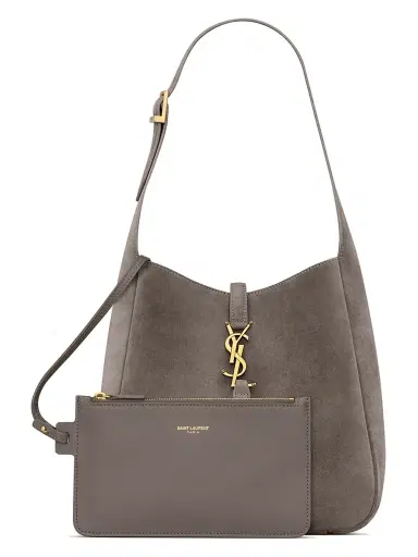 Saint Laurent Women's Le 5 à 7 Supple Small Shoulder Bag in Suede - Urban Grey | Thumbnail 4