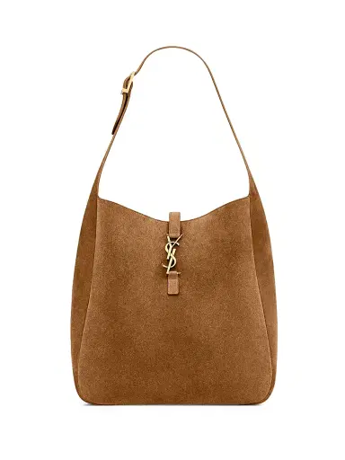 Saint Laurent Women's Le 5 ÿ 7 Supple Large Shoulder Bag in Suede - Caramel Cognac | Thumbnail 1 Saint Laurent Women's Le 5 ÿ 7 Supple Large Shoulder Bag in Suede - Caramel Cognac | Thumbnail 1