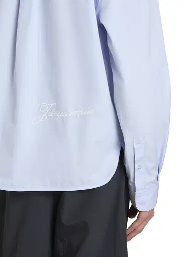 Jacquemus Men's Simon Cotton Button-Front Shirt - Diagonal Blue | Thumbnail 6 Jacquemus Men's Simon Cotton Button-Front Shirt - Diagonal Blue | Thumbnail 6