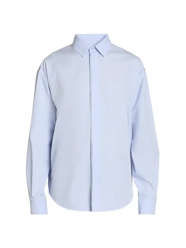 Jacquemus Men's Simon Cotton Button-Front Shirt - Diagonal Blue Size