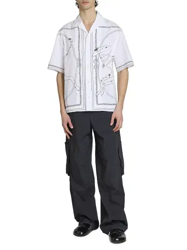 Jacquemus Men's Jean Printed Cotton Shirt - Print Dog White Black - Size 46 | Thumbnail 2 Jacquemus Men's Jean Printed Cotton Shirt - Print Dog White Black - Size 46 | Thumbnail 2