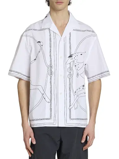 Jacquemus Men's Jean Printed Cotton Shirt - Print Dog White Black - Size 46 | Thumbnail 3 Jacquemus Men's Jean Printed Cotton Shirt - Print Dog White Black - Size 46 | Thumbnail 3
