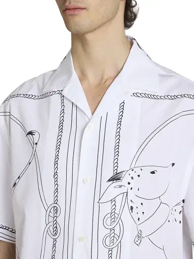 Jacquemus Men's Jean Printed Cotton Shirt - Print Dog White Black - Size 46 | Thumbnail 6 Jacquemus Men's Jean Printed Cotton Shirt - Print Dog White Black - Size 46 | Thumbnail 6
