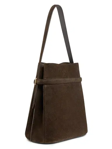 TOTEME Women's Belted Suede Bucket Bag - Brown | Thumbnail 3