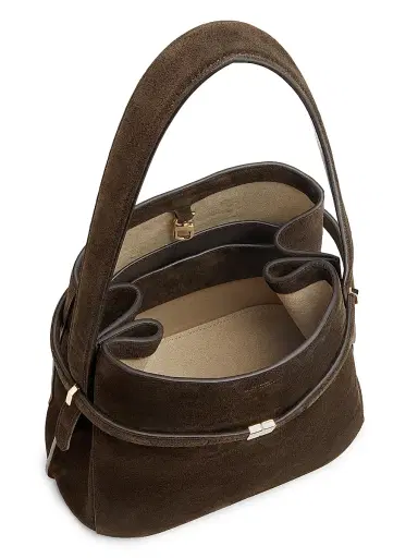 TOTEME Women's Belted Suede Bucket Bag - Brown | Thumbnail 4