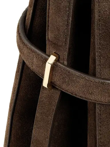TOTEME Women's Belted Suede Bucket Bag - Brown | Thumbnail 6