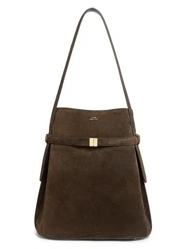TOTEME Women's Belted Suede Bucket Bag - Brown | Thumbnail 1
