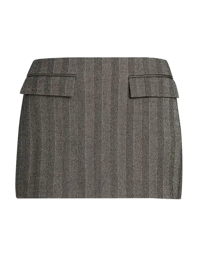 Women's Striped Wool-Cashmere Miniskirt - Nero White Sand Nero