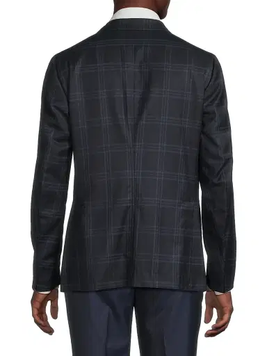 Isaia Men's Delain Plaid Wool Jacket - Blue Medium - Size 50 | Thumbnail 5 Isaia Men's Delain Plaid Wool Jacket - Blue Medium - Size 50 | Thumbnail 5