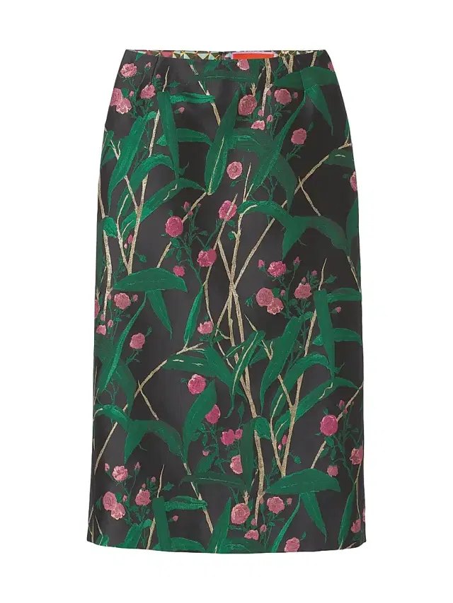 La DoubleJ Women's Pencil Skirt - Bamboo Jacquard Black