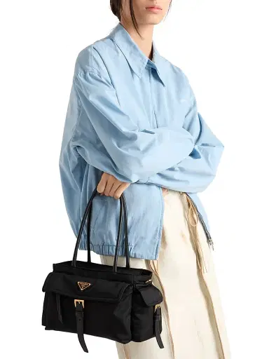 Prada Women's Explore Medium Re-Nylon and Leather Top Handle Bag - Black | Thumbnail 3