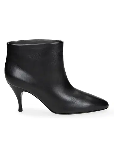 Herbert Levine Women's Silhouette 80MM Leather Ankle Boots - Soft Calf Skin Black - Size 12 | Thumbnail 1