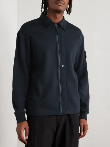 Stone Island Ghost Wool and Cotton-Blend Jersey Zip-Up Sweatshirt - Men | Thumbnail 3 Stone Island Ghost Wool and Cotton-Blend Jersey Zip-Up Sweatshirt - Men | Thumbnail 3
