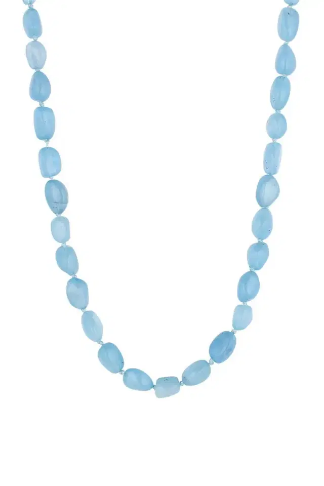 LEIGH MAXWELL Aquamarine Pebble Beaded Necklace