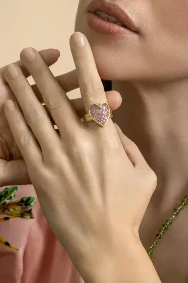 LEIGH MAXWELL Pink Sapphire Heart Ring | Thumbnail 2
