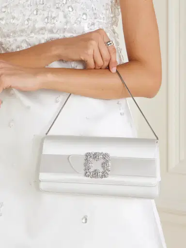 Manolo Blahnik Gothisi Crystal-embellished Satin Clutch | Thumbnail 6
