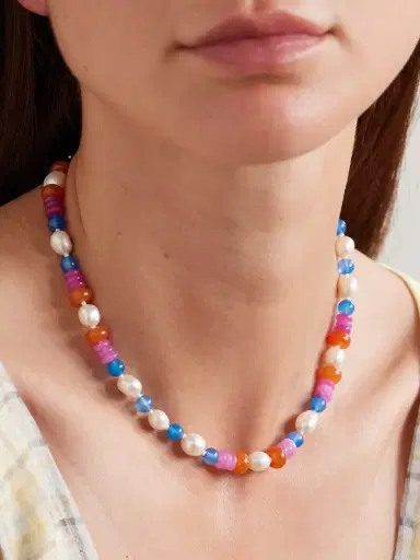 Gohar World Turkish Delight Silver Multi-stone And Silk Necklace | Thumbnail 2
