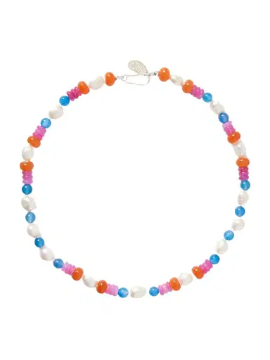 Gohar World Turkish Delight Silver Multi-stone And Silk Necklace | Thumbnail 1
