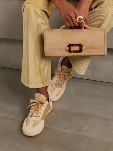 Roger Vivier Leather-trimmed Suede And Embroidered Canvas Sneakers | Thumbnail 2 Roger Vivier Leather-trimmed Suede And Embroidered Canvas Sneakers | Thumbnail 2