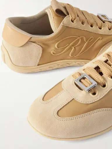 Roger Vivier Leather-trimmed Suede And Embroidered Canvas Sneakers | Thumbnail 4 Roger Vivier Leather-trimmed Suede And Embroidered Canvas Sneakers | Thumbnail 4