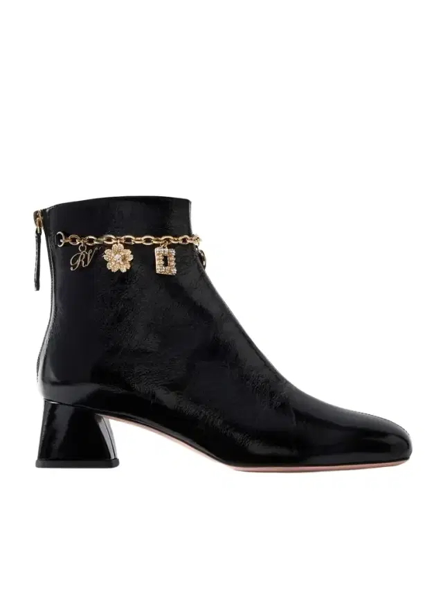 Roger Vivier Très Vivier 45 Chain-embellished Patent-leather Ankle Boots