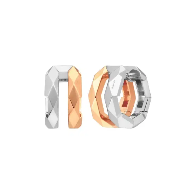 Gucci Gucci Link to Love 18K Rose and White Gold Hoop Earrings by The Solist