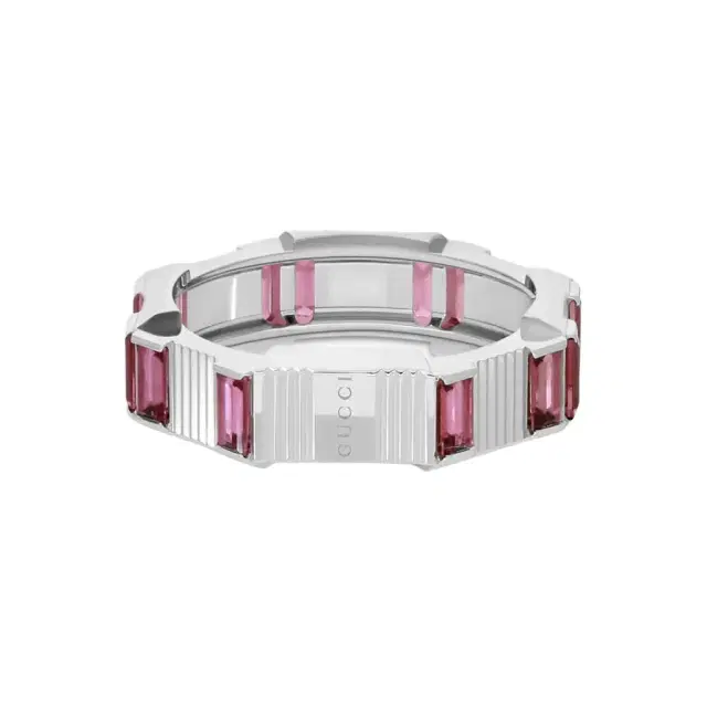 Gucci Gucci Link to Love 18K White Gold & Rubellite Band Ring YBC702414001016 - by The Solist