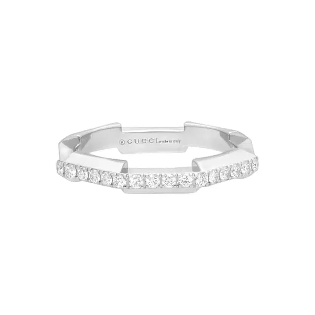 Gucci Gucci Link to Love 18K White Gold Diamond Band Ring YBC662140001006 - by The Solist