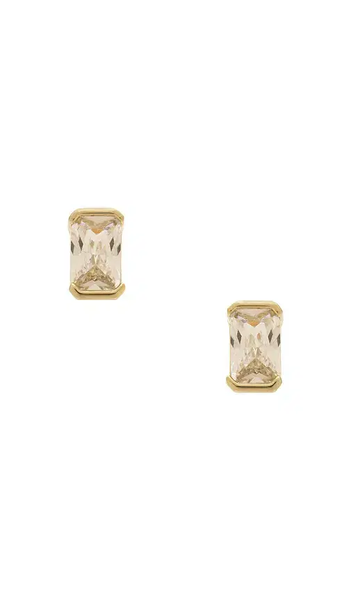 Colored Cz Baguette Stud Earring