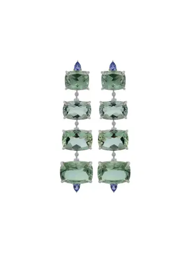 Wish Fine Jewelry 36.83ct Diamond Tanzanite Amethyst 18K Gold Cascade Earrings | Thumbnail 1
