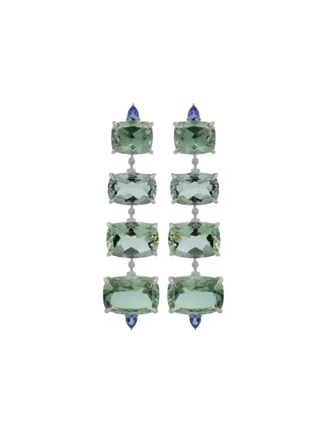 Wish Fine Jewelry 36.83ct Diamond Tanzanite Amethyst 18K Gold Cascade Earrings
