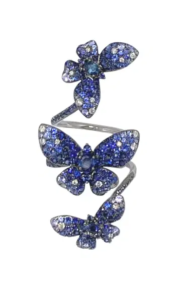 STEFERE Blue Sapphire Three Butterfly Ring | Thumbnail 1