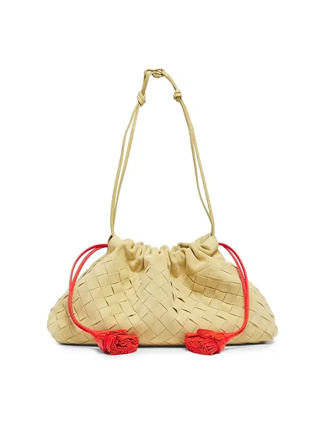 Women's  Intrecciato Leather Shoulder Bag - Tapioca Cherry
