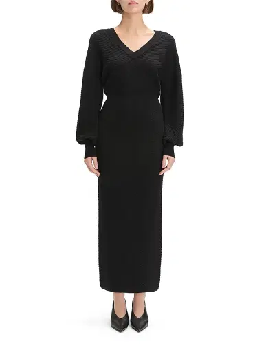 Favorite Daughter Women's Ava Long-Sleeve Maxi Sweaterdress - Black - Size Medium | Thumbnail 3