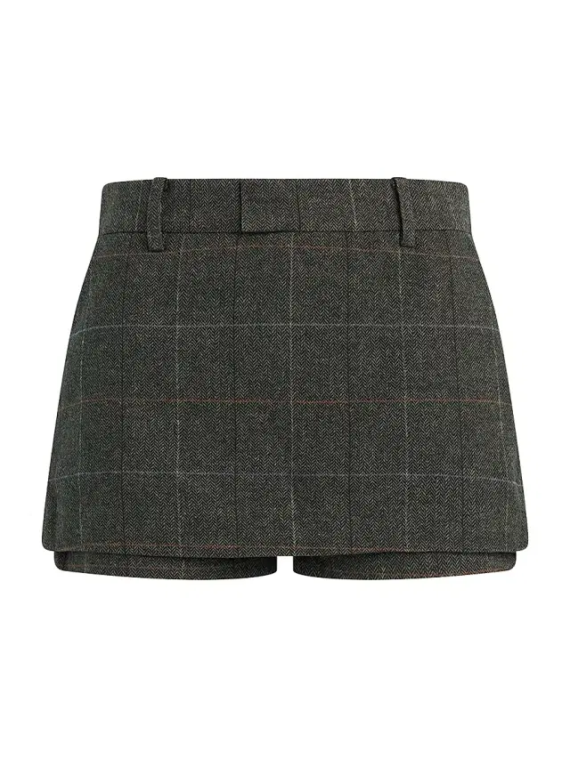 Favorite Daughter Women's Spencer Plaid High-Rise Skort - Mocha Plaid