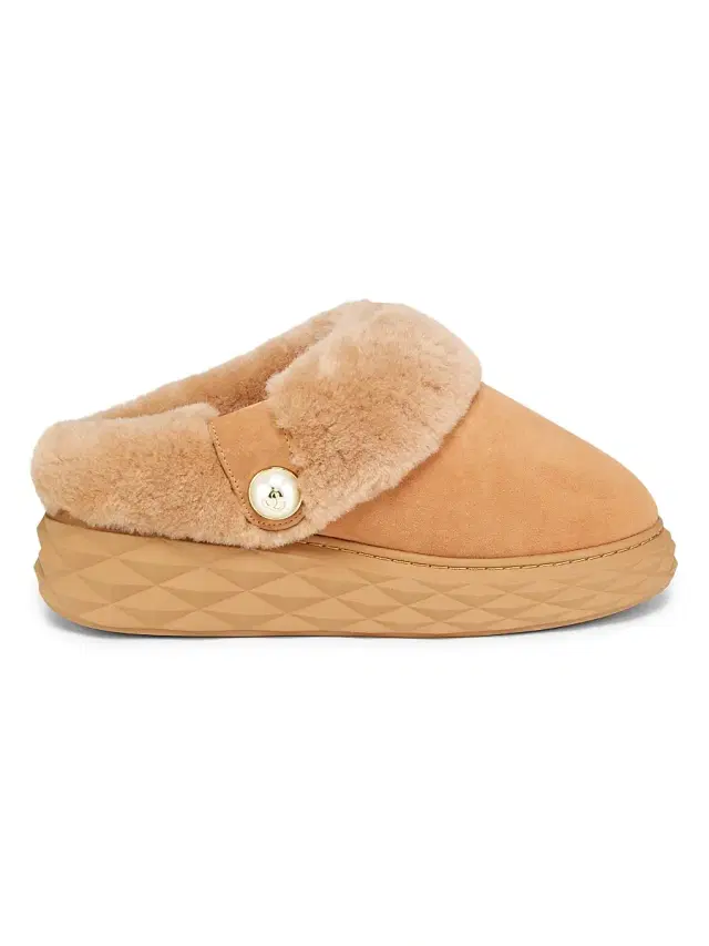 Women's Diamond Maxi Suede Shearling Mules - Toffee