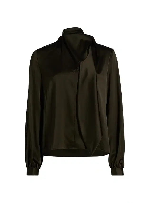 Ramy Brook Women's Harry Stretch-Silk Tieneck Blouse - Deep Olive