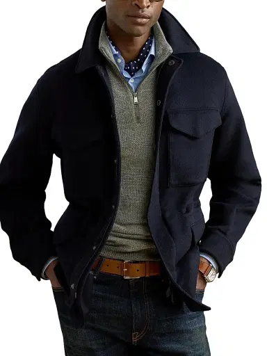 Ralph Lauren Purple Label Men's Ripley Wool-Cashmere Four-Pocket Jacket - Classic Chairman Navy | Thumbnail 3