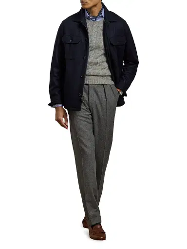 Ralph Lauren Purple Label Men's Felton Cashmere-Blend Shirt Jacket - Classic Chairman Navy - Size XXL | Thumbnail 2