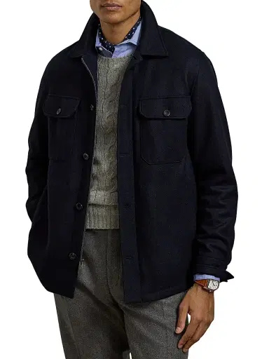 Ralph Lauren Purple Label Men's Felton Cashmere-Blend Shirt Jacket - Classic Chairman Navy - Size XXL | Thumbnail 3