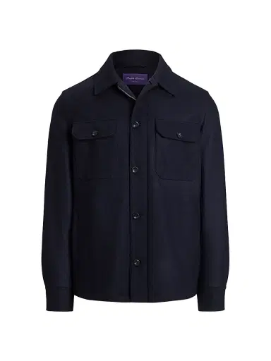 Ralph Lauren Purple Label Men's Felton Cashmere-Blend Shirt Jacket - Classic Chairman Navy - Size XXL | Thumbnail 1
