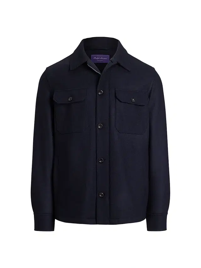Ralph Lauren Purple Label Men's Felton Cashmere-Blend Shirt Jacket - Classic Chairman Navy