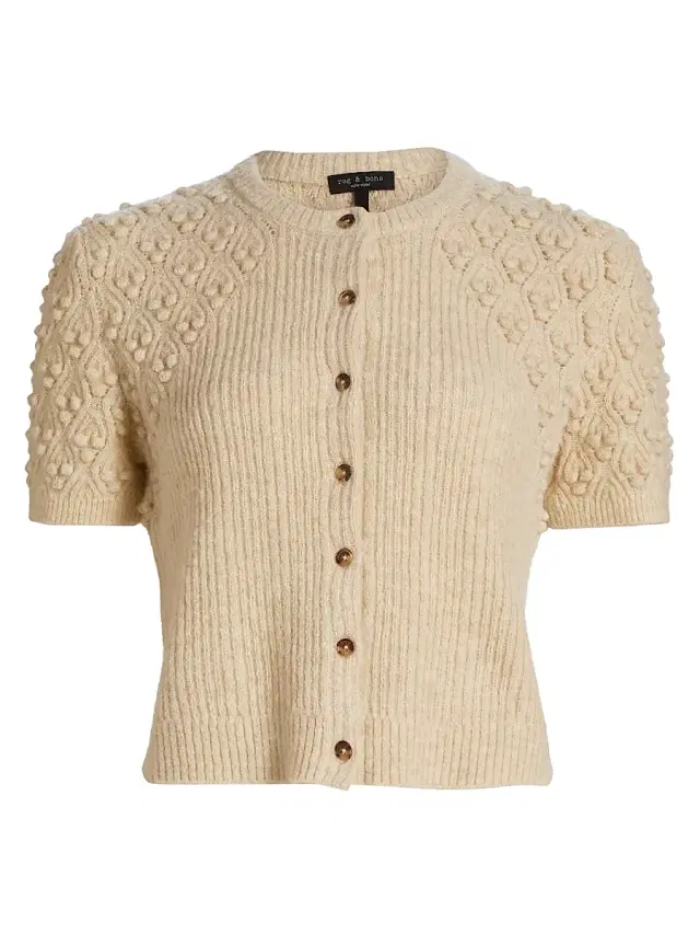 rag & bone Women's Sierra Textured-Knit Short-Sleeve Cardigan -
