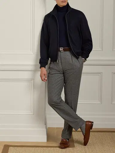 Ralph Lauren Purple Label Men's Felton Cashmere-Blend Bomber Jacket - Classic Chairman Navy - Size XXL | Thumbnail 2