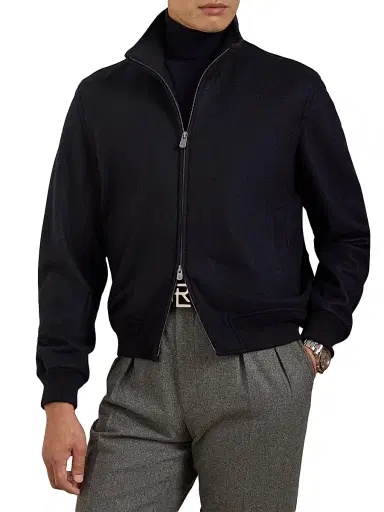 Ralph Lauren Purple Label Men's Felton Cashmere-Blend Bomber Jacket - Classic Chairman Navy - Size XXL | Thumbnail 3
